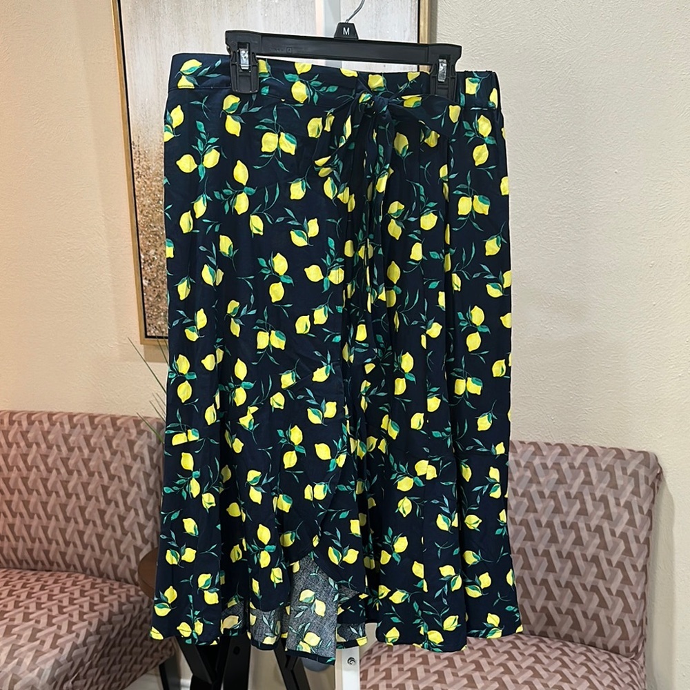 Banana Republic Lemon Print Midi Skirt